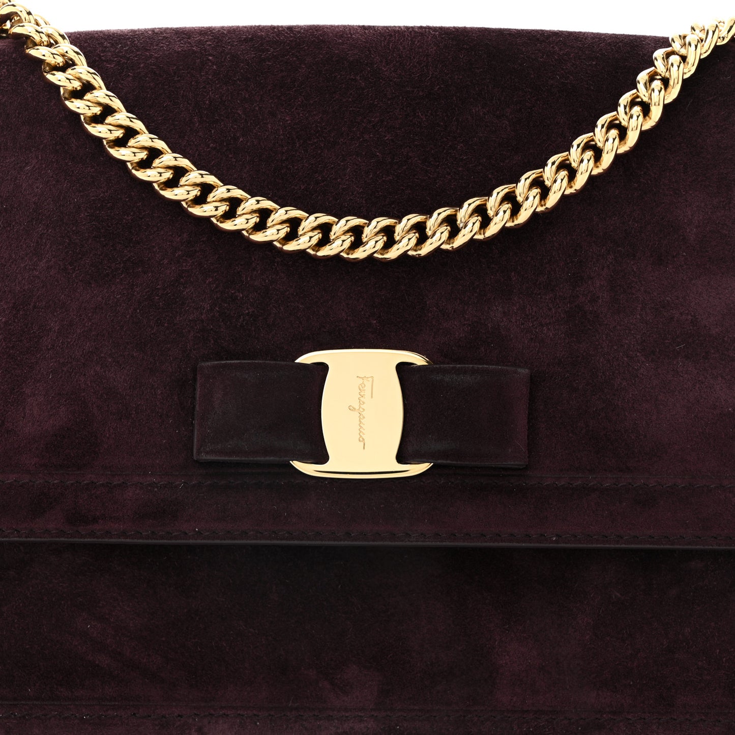 Suede Calfskin Vera Bow Crossbody Bag Dark Bordeaux