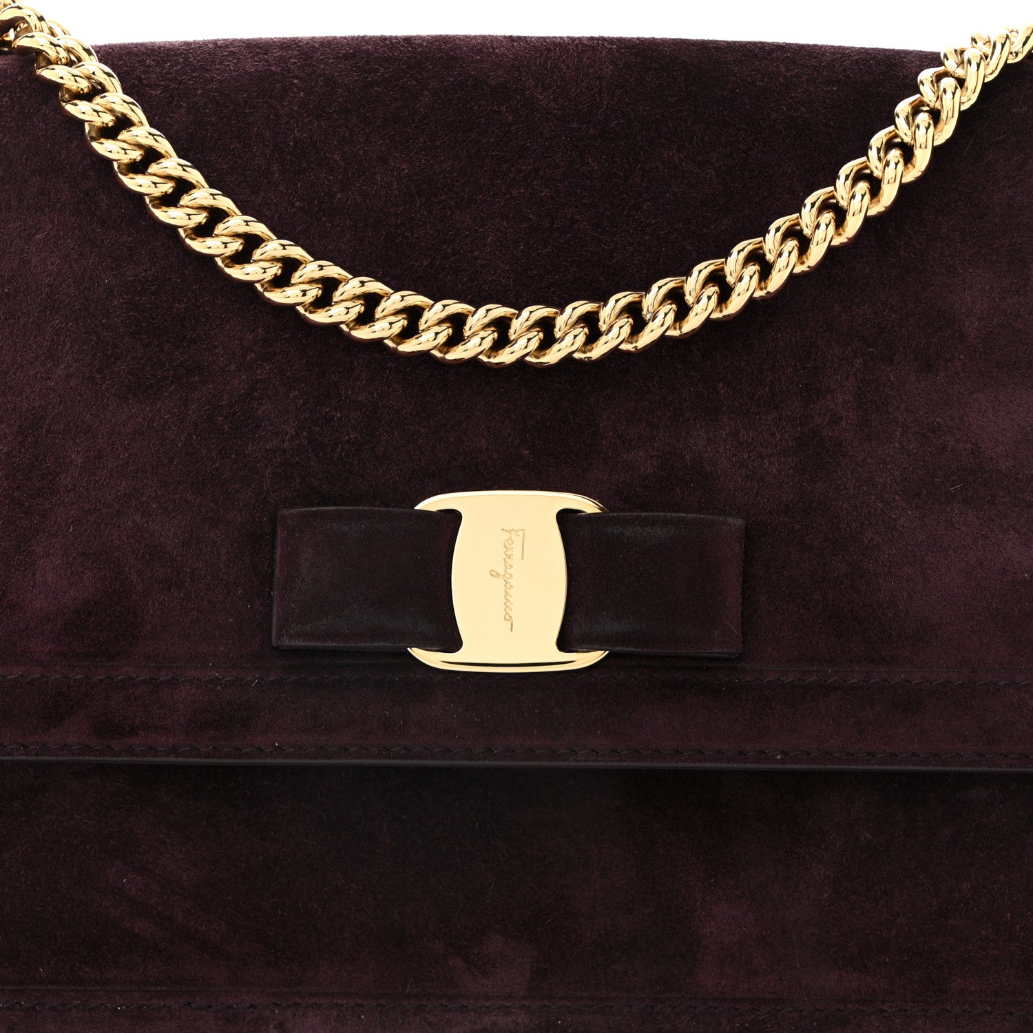 Salvatore Ferragamo Suede Calfskin Vera Bow Crossbody Bag Dark Bordeaux 8 of 11