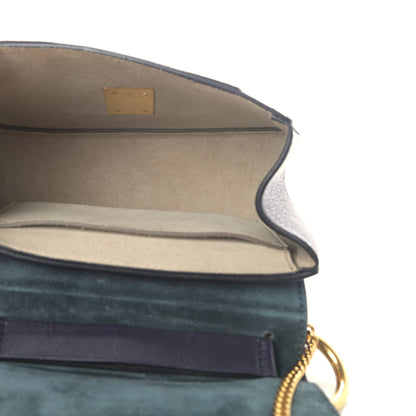 Chloe Suede Smooth Calfskin Studded Mini Drew Shoulder Bag Full Blue 4 of 7
