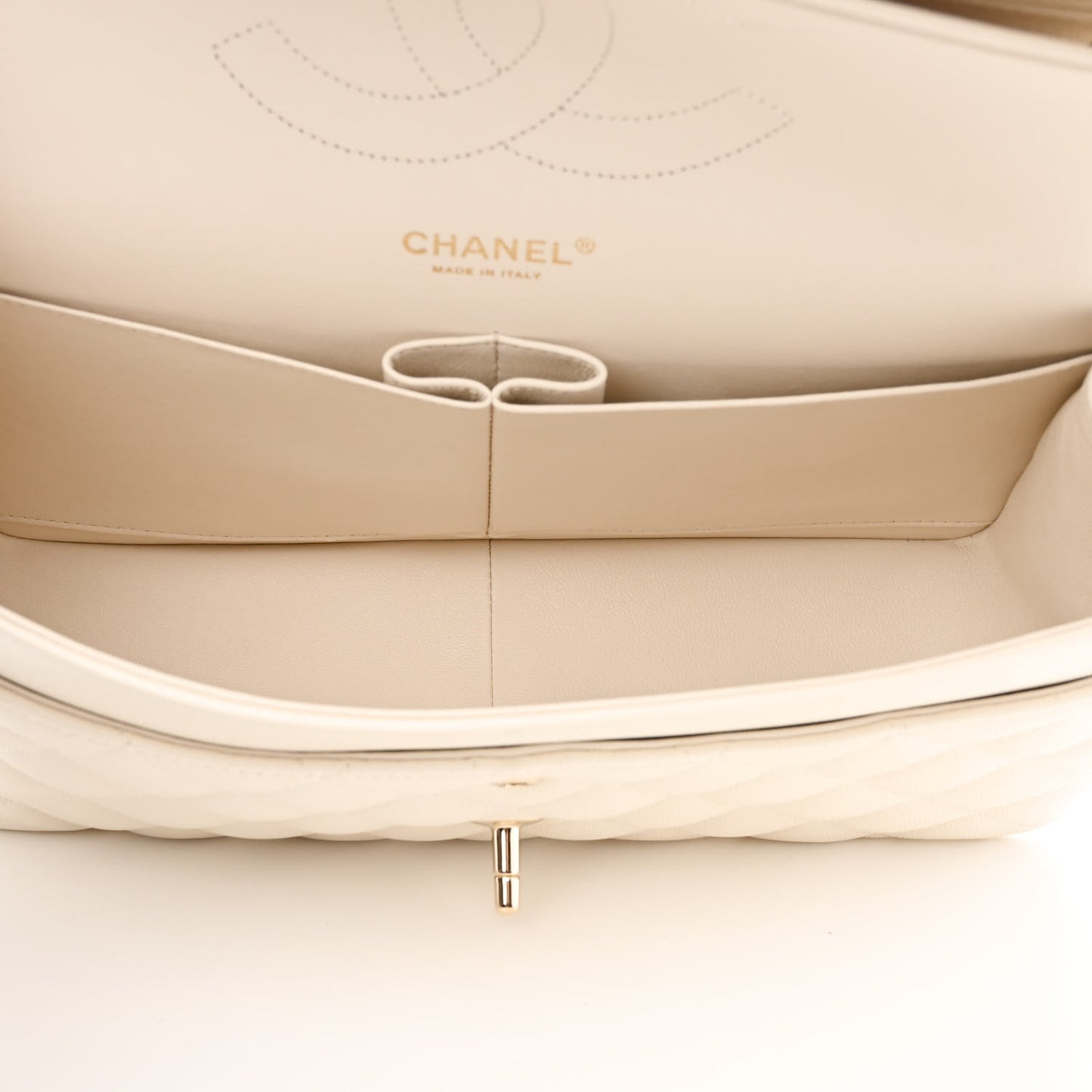 Caviar Quilted Jumbo Double Flap White