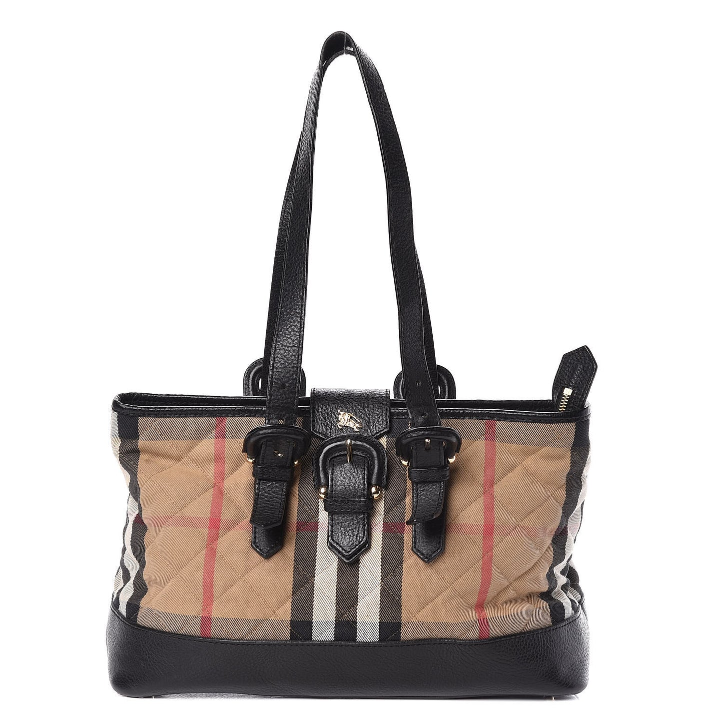House Check Quilted Tote Black