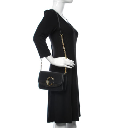 Chloe Calfskin Suede C Clutch With Chain Black 2 of 9