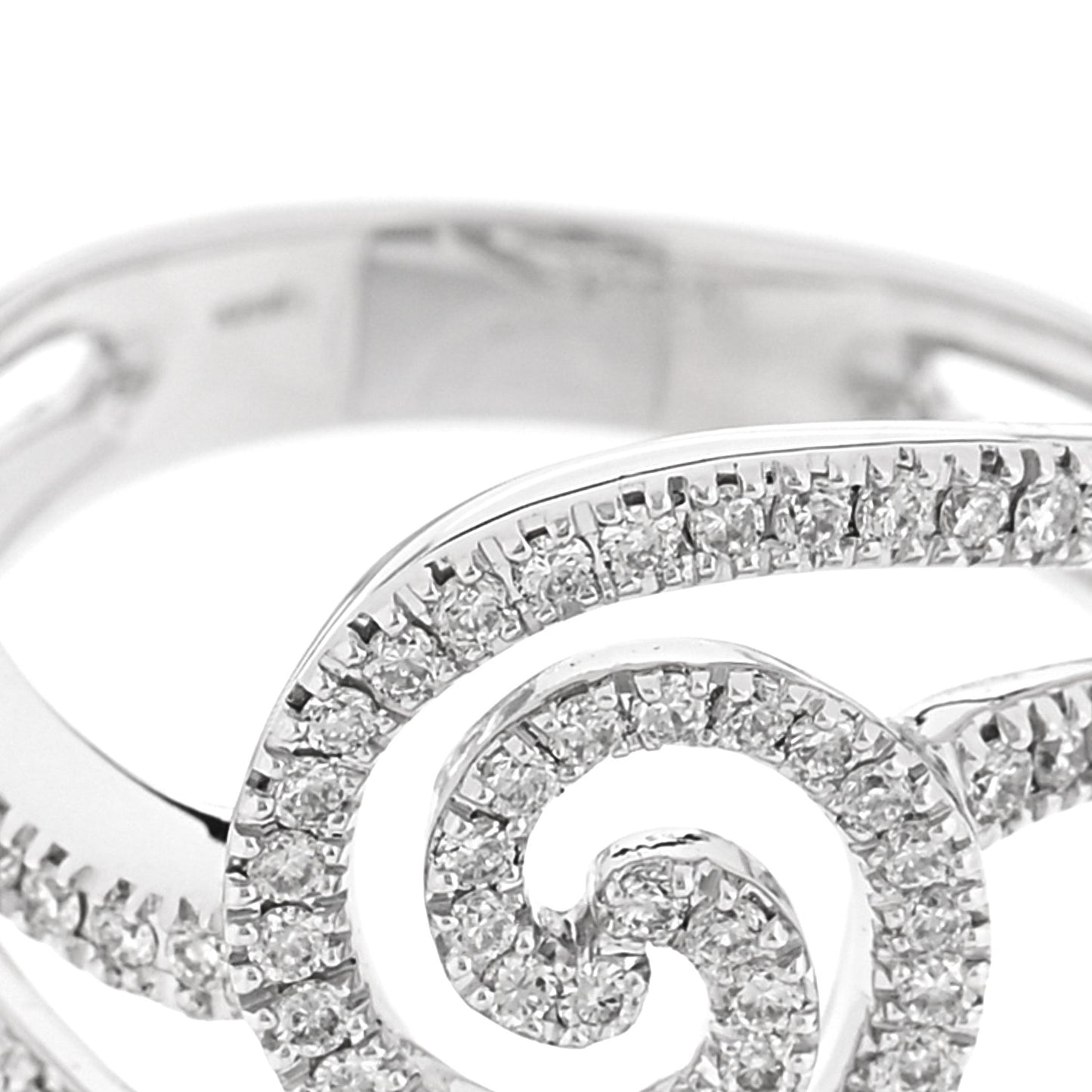 18K White Gold Diamond 1.20ctw Swirl Ring  61 9.5