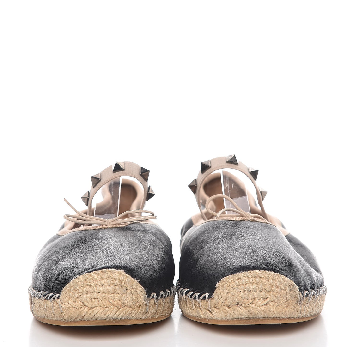 Nappa Rockstud Ballerina Espadrille Flats 36 Black
