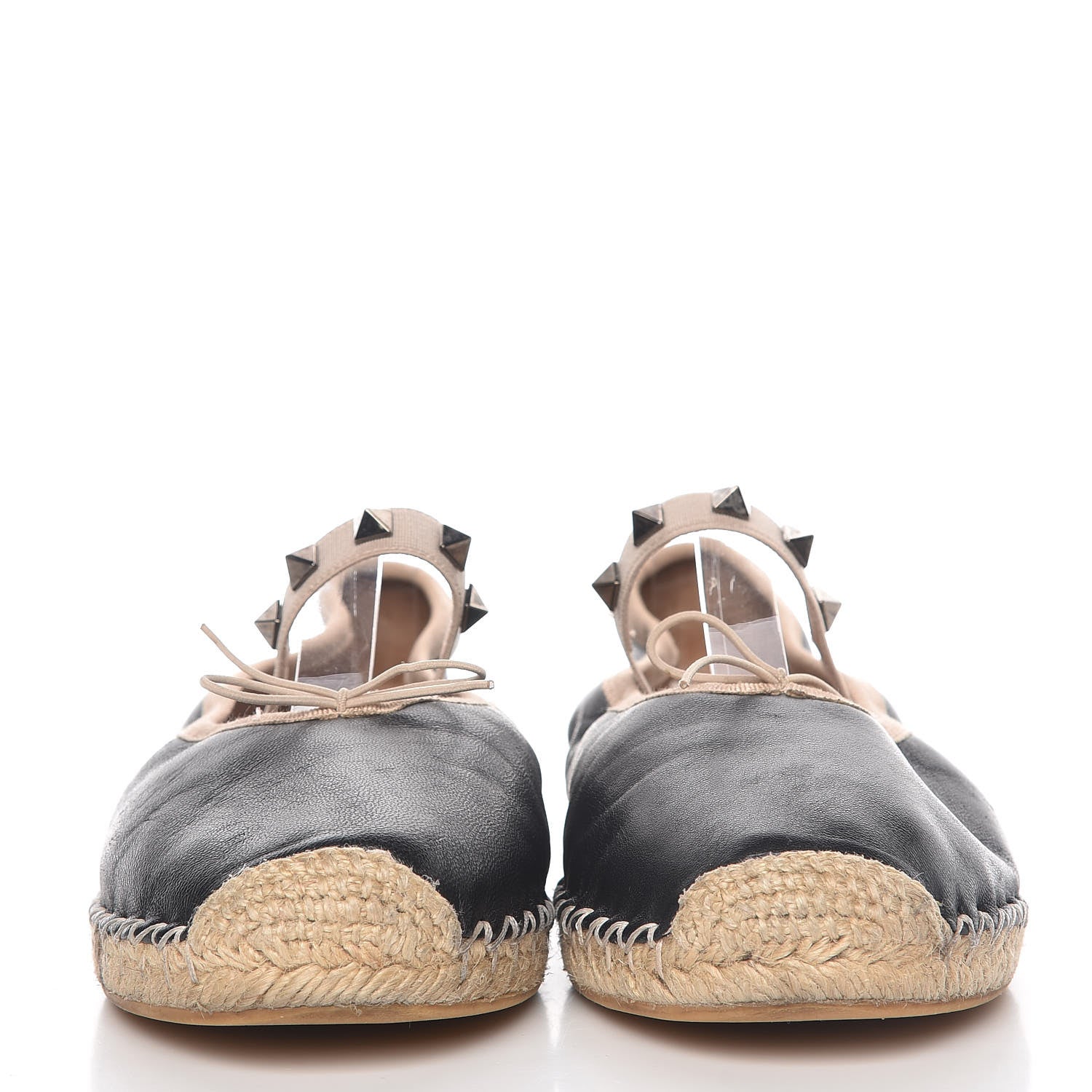 Valentino Garavani Nappa Rockstud Ballerina Espadrille Flats 36 Black 2 of 18