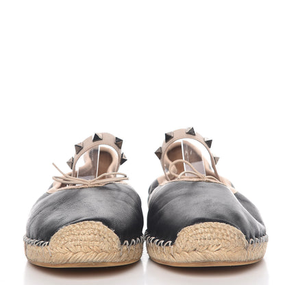Valentino Garavani Nappa Rockstud Ballerina Espadrille Flats 36 Black 2 of 18
