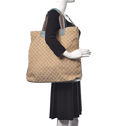 Gucci GG Monogram Large Web Handle Vertical Tote Blue 2 of 9