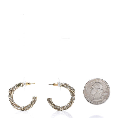 Chanel Crystal Twist CC Hoop Earrings Silver 3 of 8
