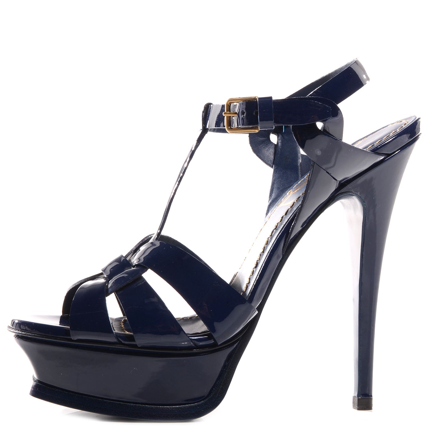Saint Laurent Patent Tribute 105 Platform Sandals Navy 35.5 1 of 7