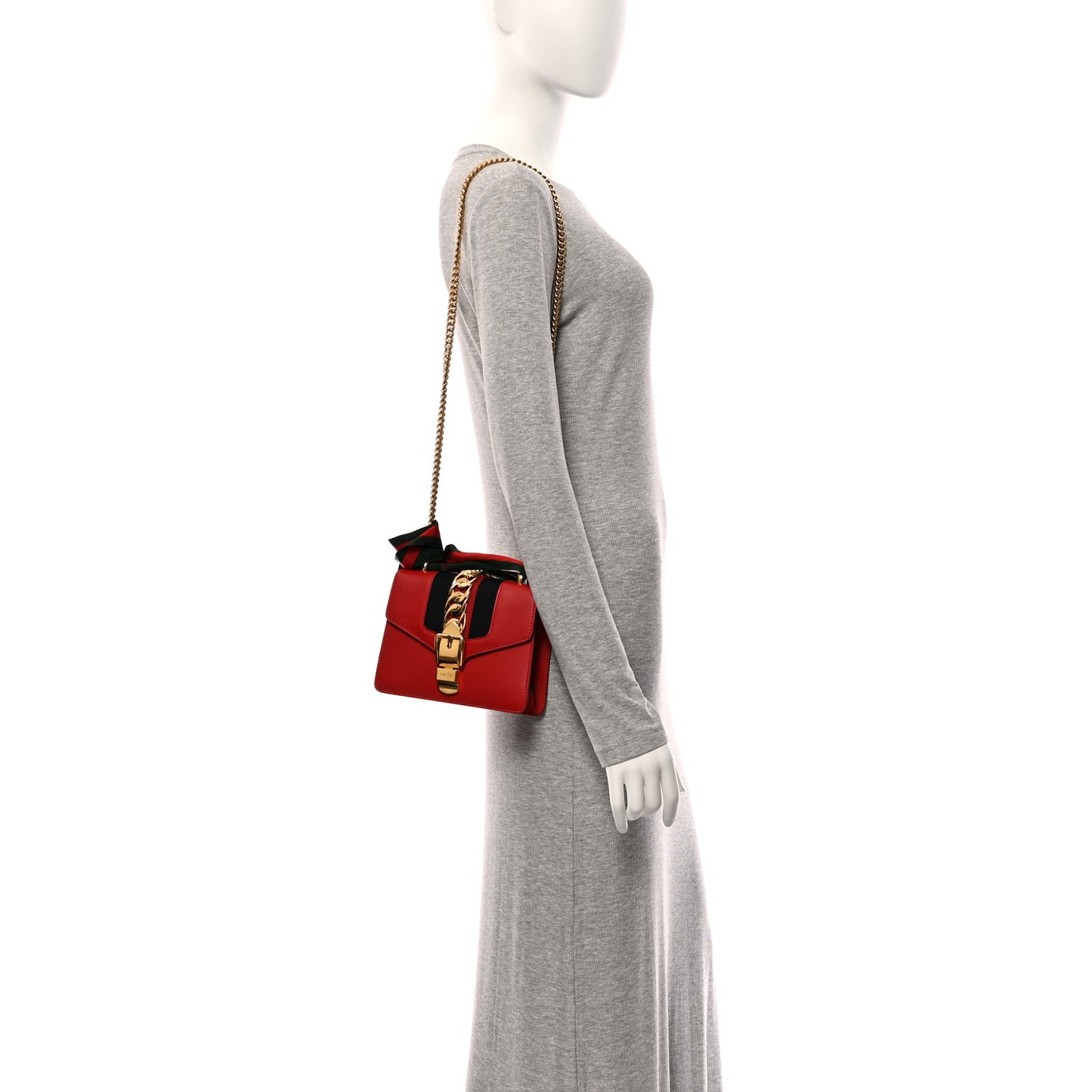 Calfskin Mini Sylvie Chain Shoulder Bag Hibiscus Red