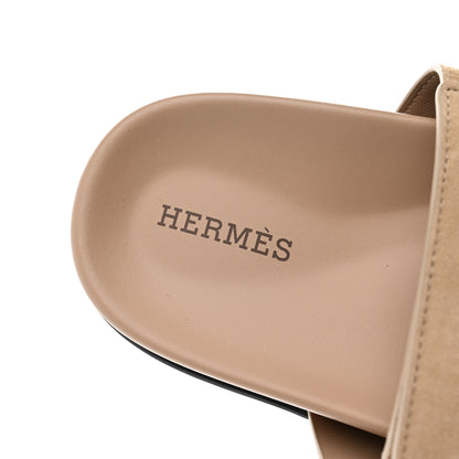 Hermes Suede Goatskin Womens Chypre Sandals 36 Beige Argile 7 of 8