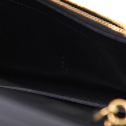 Saint Laurent Grain De Poudre Matelasse Chevron Monogram Envelope Chain Wallet Black 10 of 14