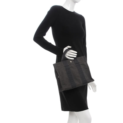 Hermes Canvas Herline PM Tote Grey 2 of 9