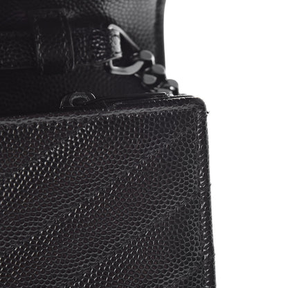 Saint Laurent Grain De Poudre Matelasse Chevron Monogram Chain Wallet Black 12 of 12