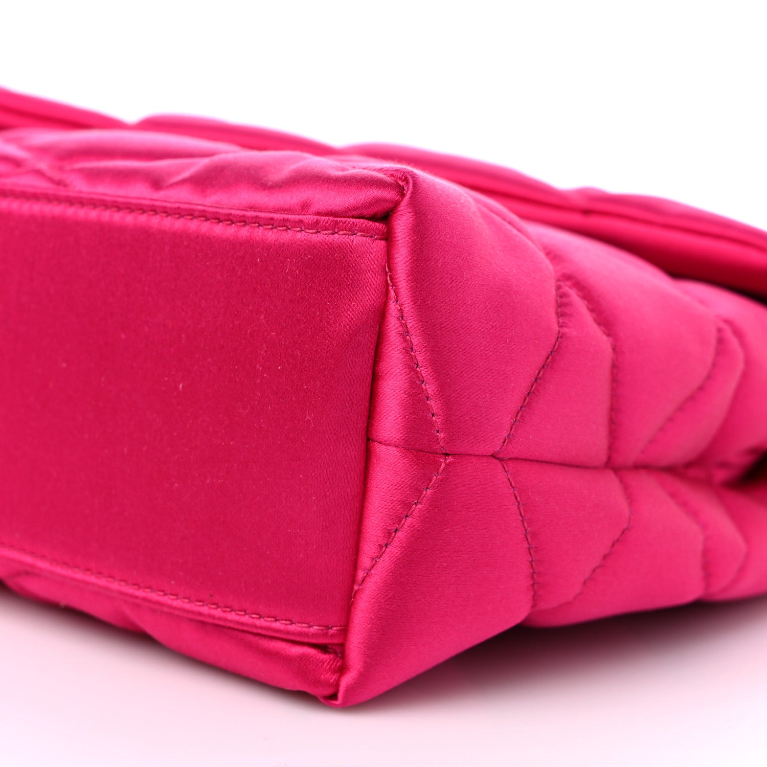 Saint Laurent Satin Quilted Sade Puffer Envelope Clutch Bubblegum 8 of 9