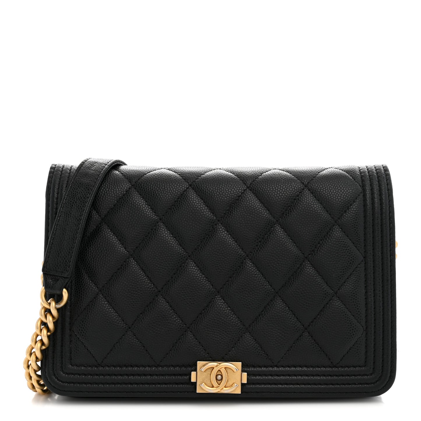 Caviar Quilted Boy Wallet On Chain WOC Black