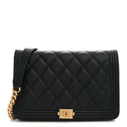 Chanel Caviar Quilted Boy Wallet On Chain WOC Black 1 of 11
