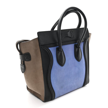 Celine Calfskin Nubuck Suede Micro Tri-Color Luggage Porcelain 2 of 9