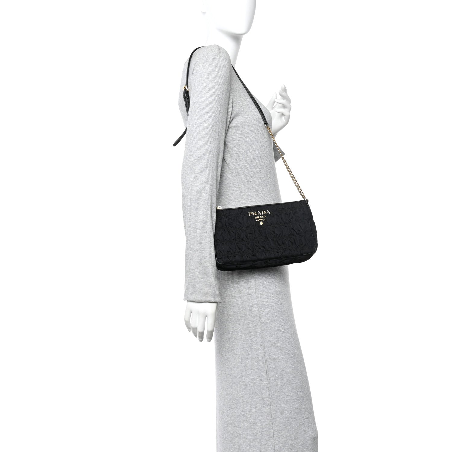 Prada Tessuto Nylon Gaufre Shoulder Bag Black 1855511 – FASHIONPHILE