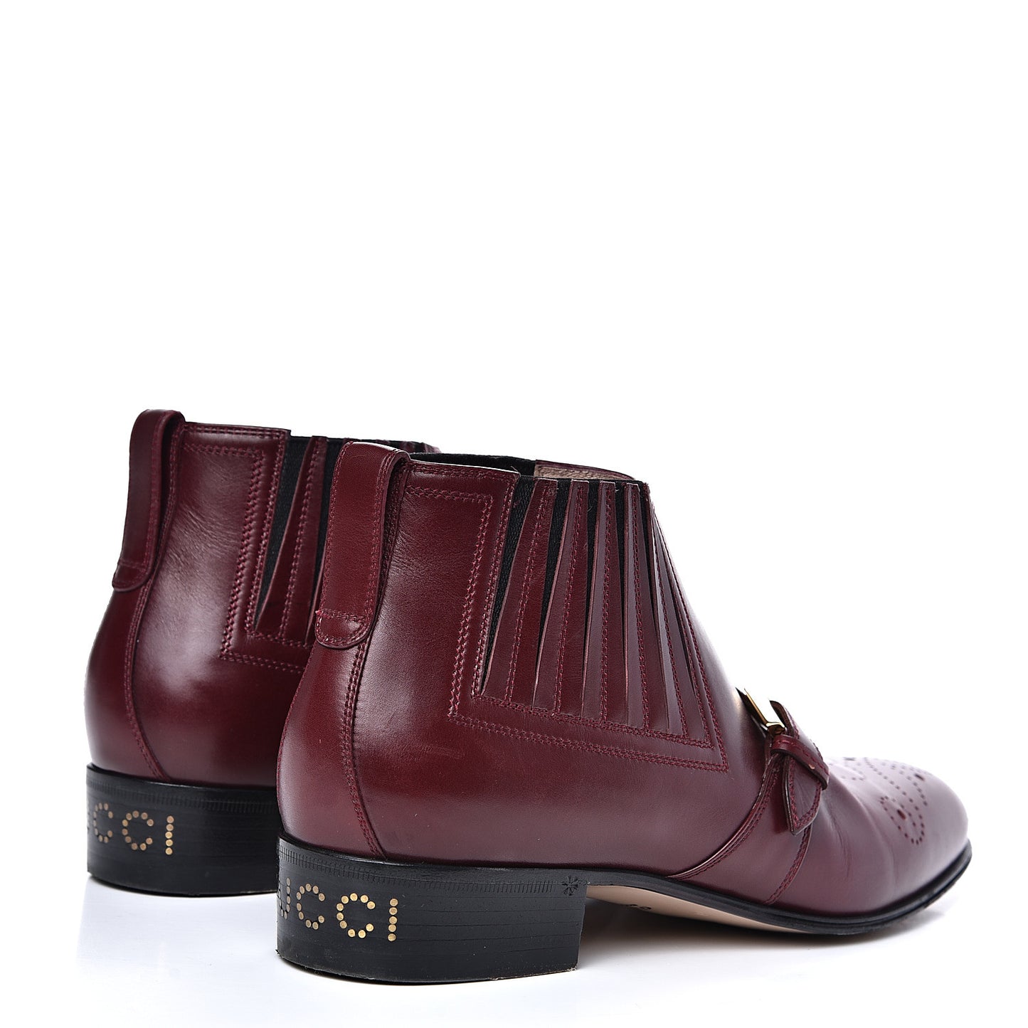 New Waxed Calfskin Womens G Medallion Toe Ankle Boots 37 Red Bordeaux