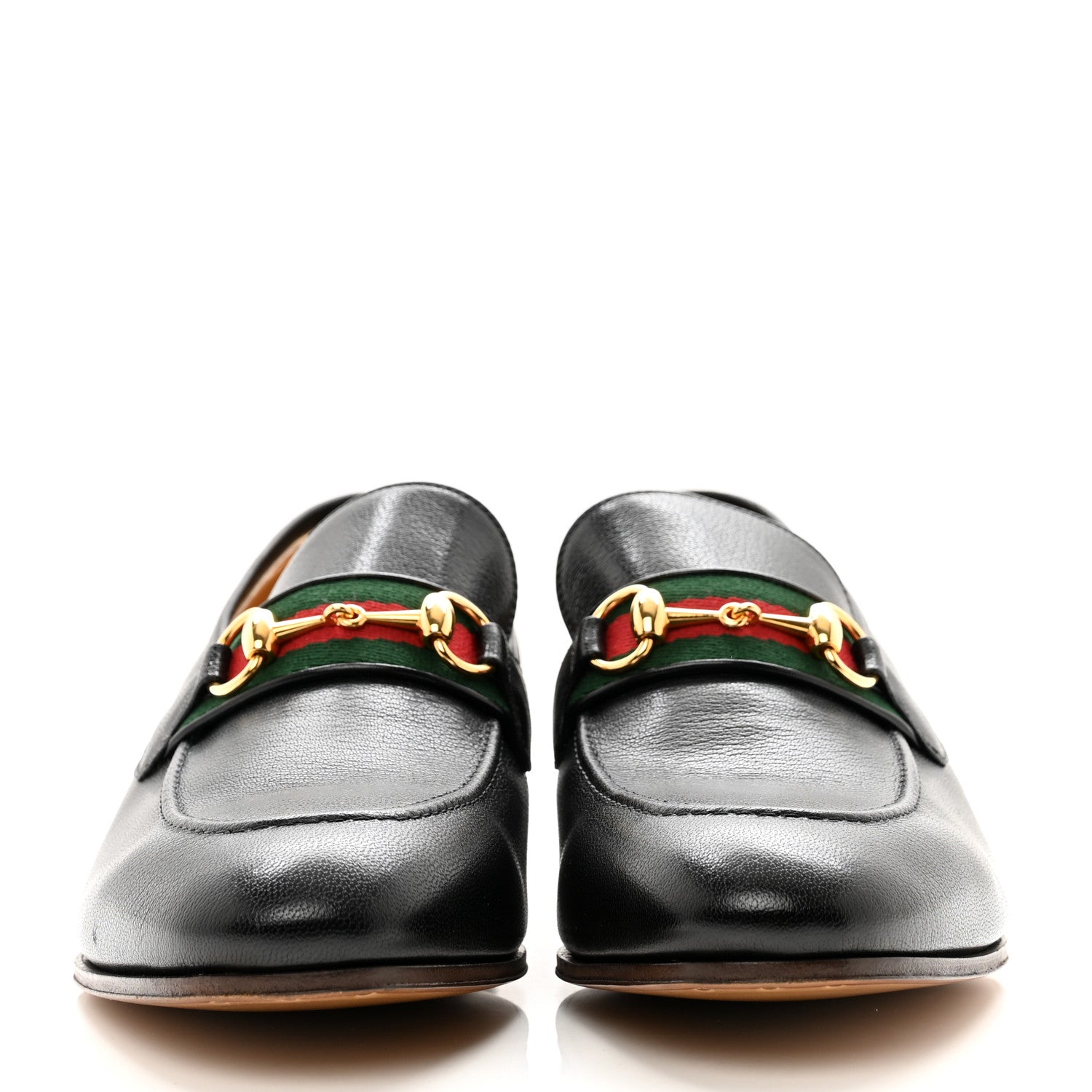 Gucci Goatskin Web Mens Horsebit Loafers 11 Black 2 of 9