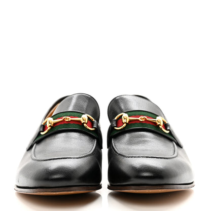 Gucci Goatskin Web Mens Horsebit Loafers 11 Black 2 of 9
