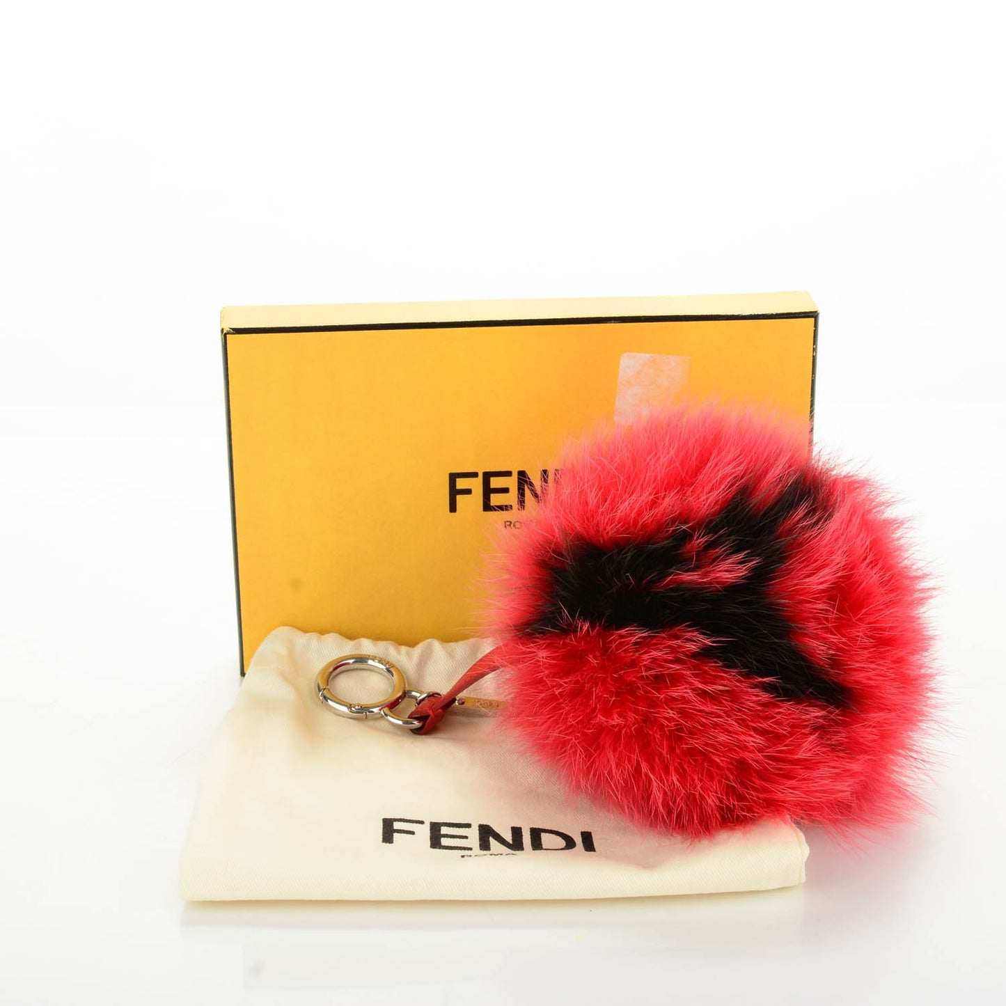 Fox Fur Shiny Nappa Bi-Color A ABCharm Bag Charm Rosso Chiaro Moro Strawberry