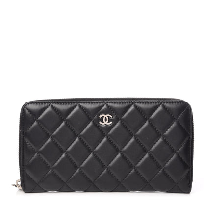 Chanel Lambskin Quilted Large Gusset Zip Around Wallet Black 1 of 9