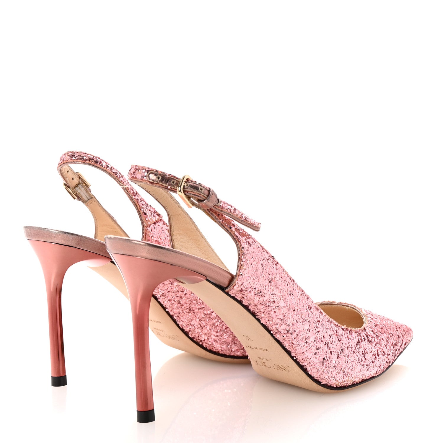 Jimmy Choo Galatica Glitter Fabric Erin 85 Slingback Pump 36 Candyfloss 5 of 9