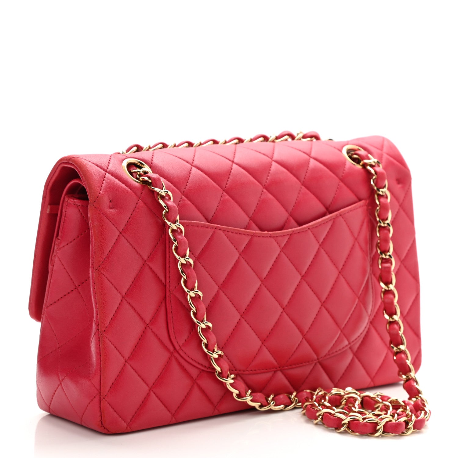 Chanel Lambskin Quilted Medium Double Flap Dark Pink 3 of 10