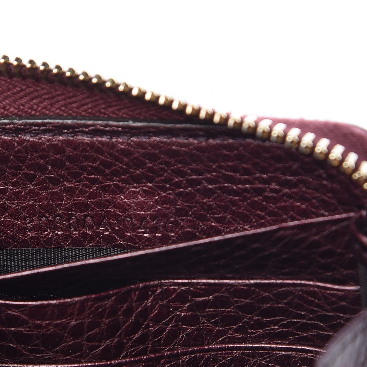 Metallic Cellarius Calfskin Soho Zip Around Wallet Classic Burgundy