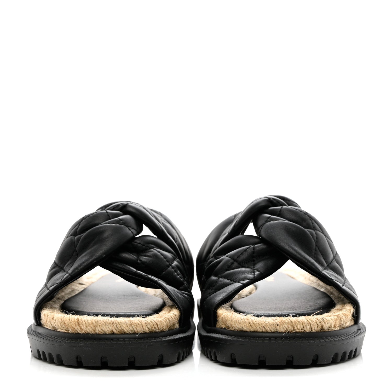 Christian Dior Calfskin Cannage Dtwist Espadrille Platform Sandals 38 Black 2 of 9