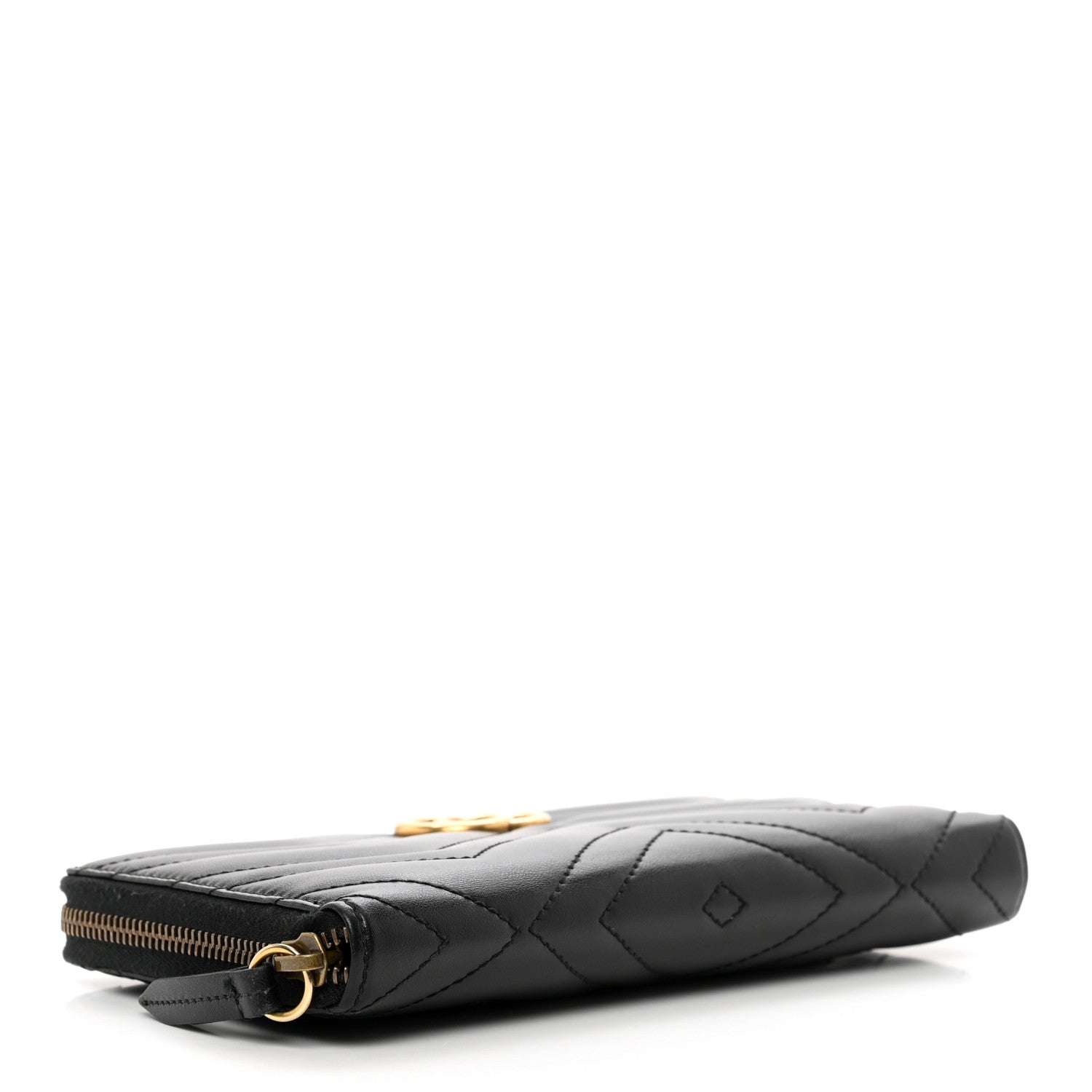 Gucci Calfskin Matelasse GG Marmont Zip Around Organizer Wallet Black 4 of 10