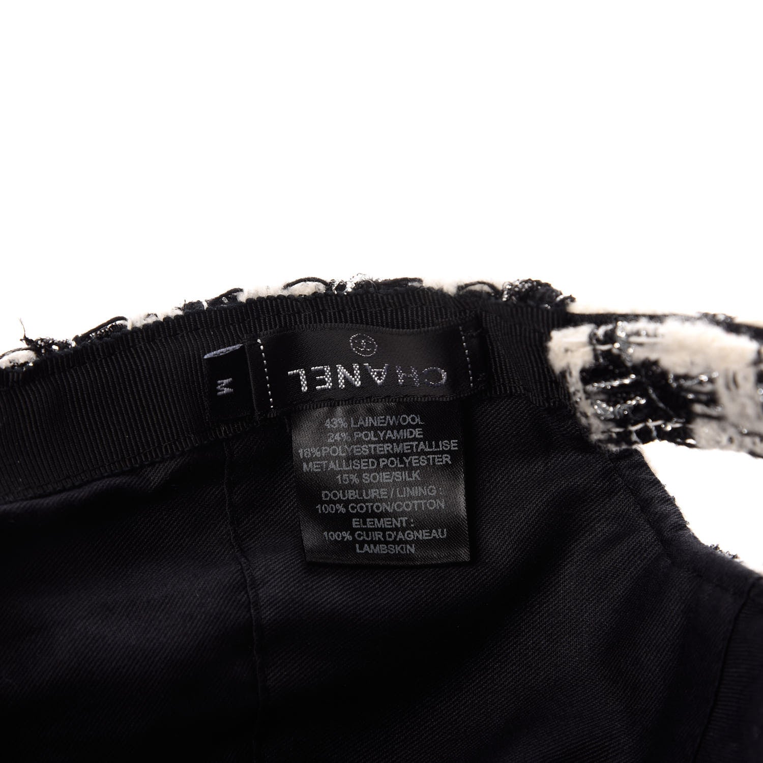 Chanel Tweed CC Cap Hat M Black White 6 of 6