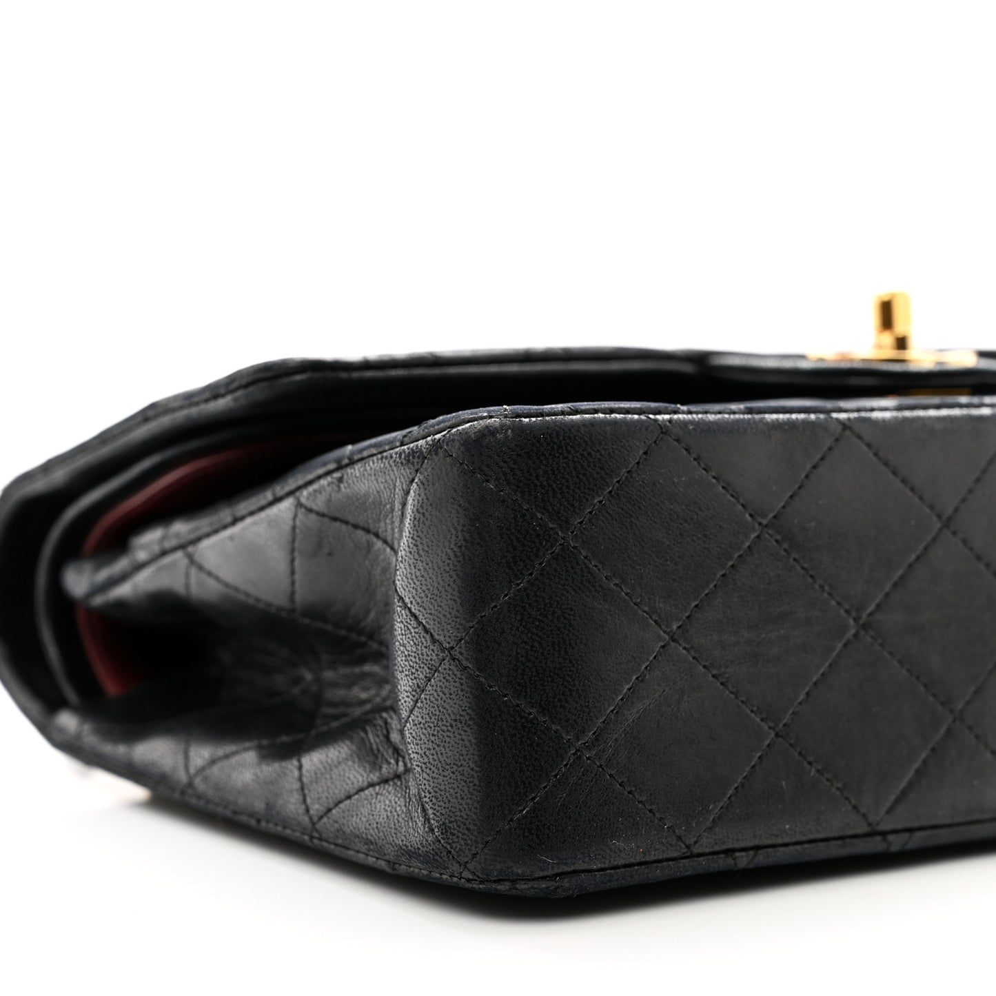 Lambskin Quilted Medium Double Flap Black