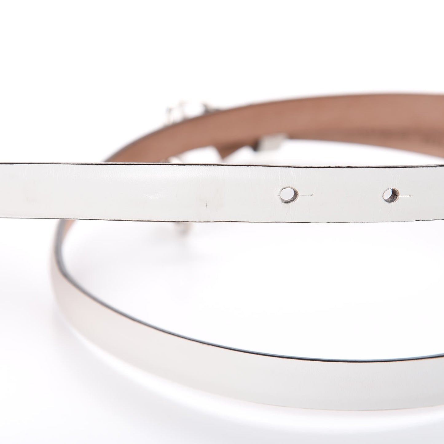 Calfskin Horsebit Skinny Belt 90 36 White