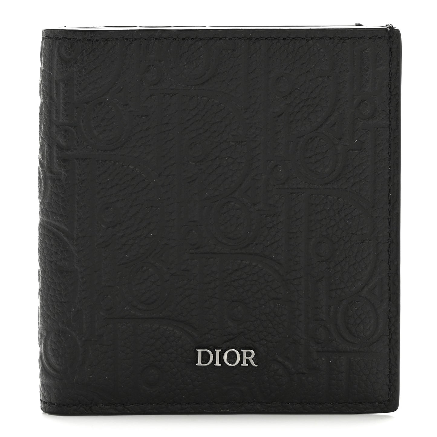 Grained Calfskin Embossed Dior Gravity BiFold Wallet Black