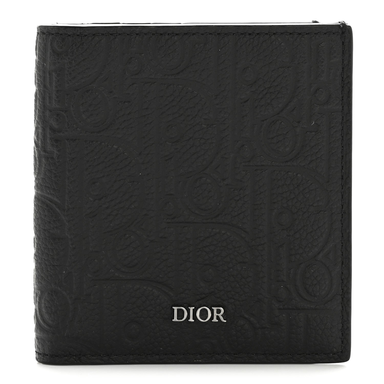 Christian Dior Grained Calfskin Embossed Dior Gravity BiFold Wallet Black 1 of 10