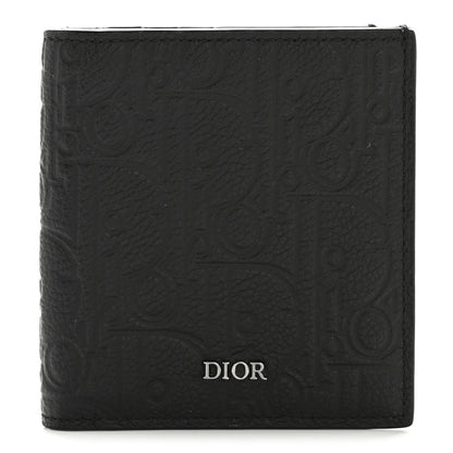 Christian Dior Grained Calfskin Embossed Dior Gravity BiFold Wallet Black 1 of 10