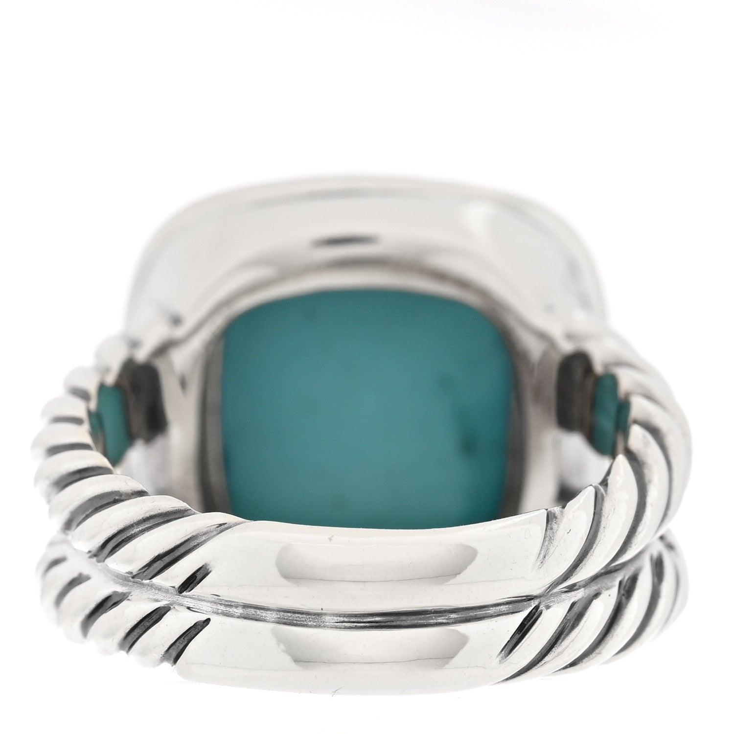David Yurman Sterling Silver Diamond Turquoise 11mm Albion Ring 52 6 3 of 5