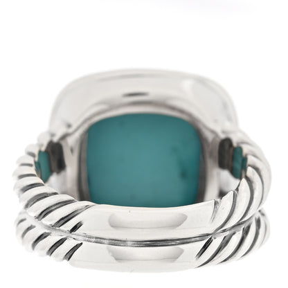 David Yurman Sterling Silver Diamond Turquoise 11mm Albion Ring 52 6 3 of 5