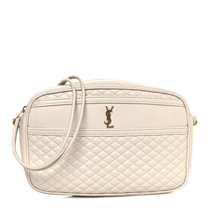 Saint Laurent Lambskin Quilted Victoire Camera Bag Blanc Vintage 1 of 15