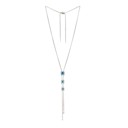 David Yurman Sterling Silver Diamond Blue Topaz Chatelaine Y Necklace 3 of 7