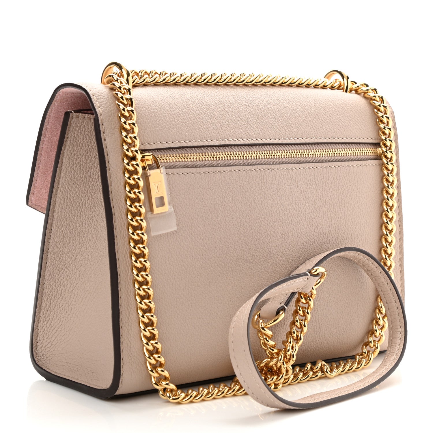 Louis Vuitton Soft Calfskin Mylockme Chain Bag BB Greige 3 of 8