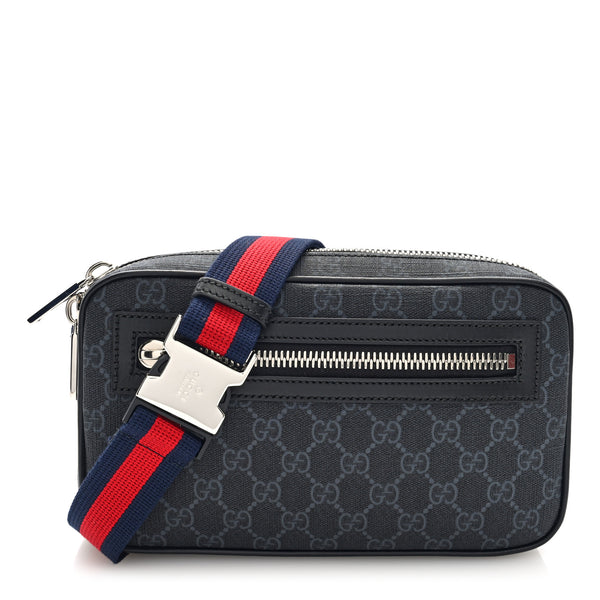 Gucci Soft GG Supreme Monogram Web Belt Bag Black Grey 1829914