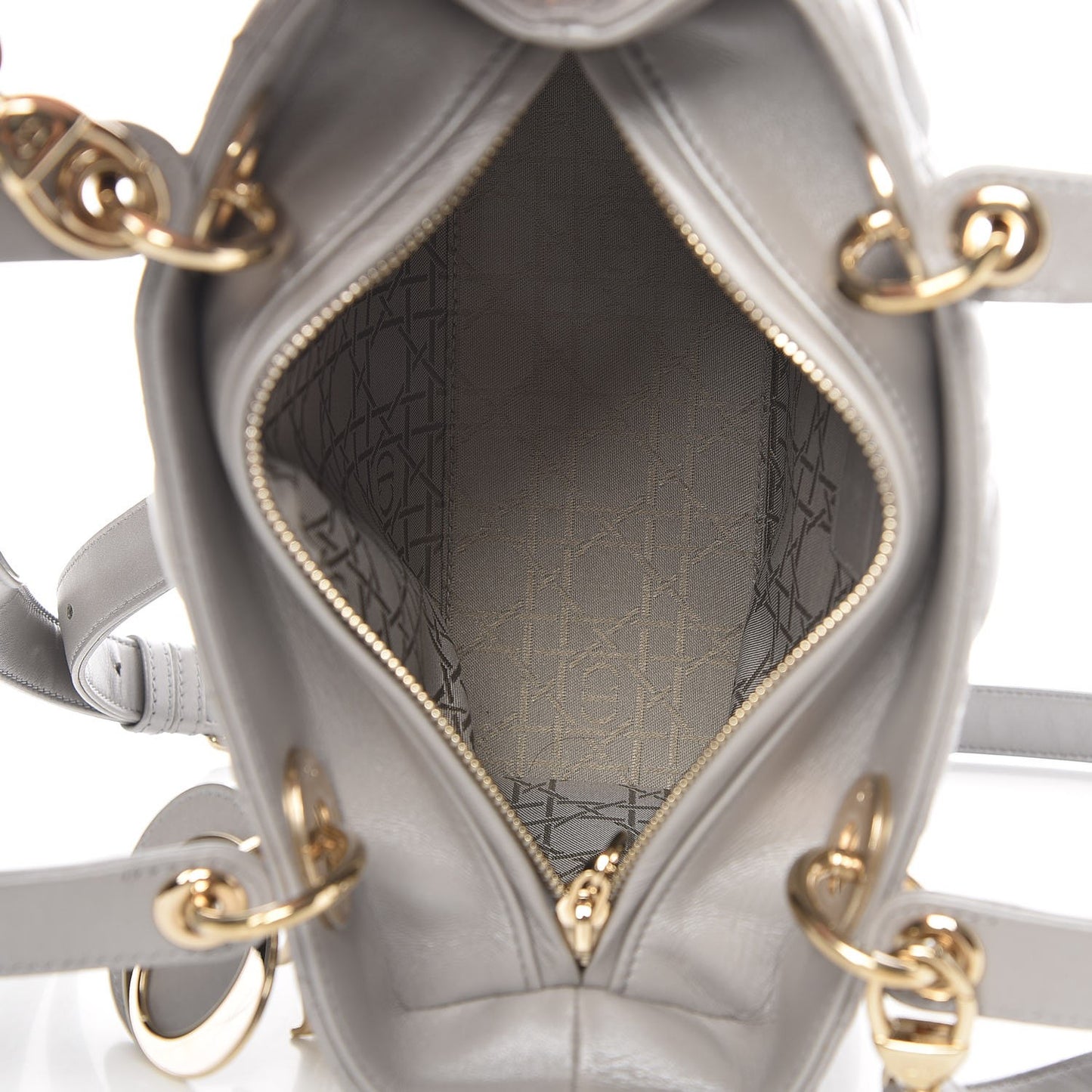 Pearly Lambskin Cannage Medium Lady Dior Grey