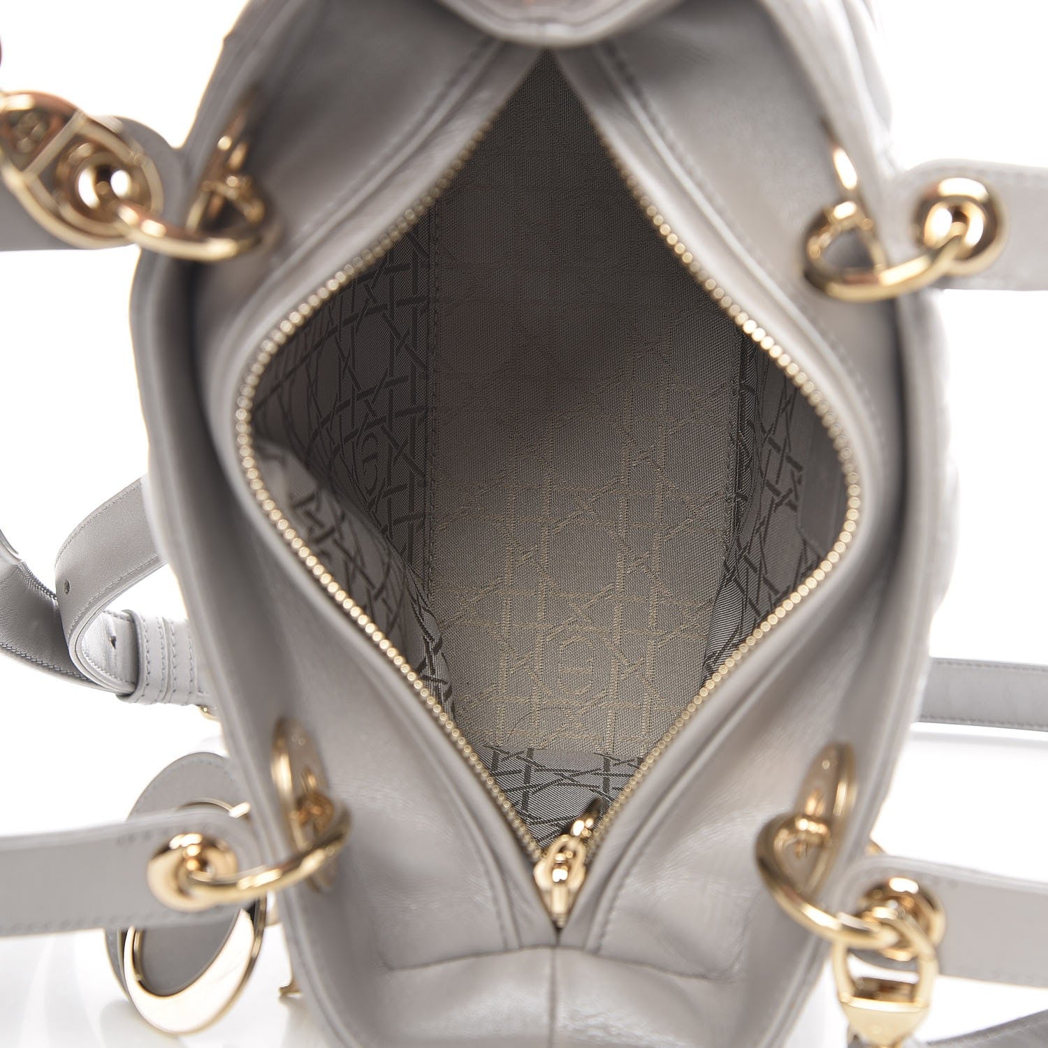 Christian Dior Pearly Lambskin Cannage Medium Lady Dior Grey 6 of 11