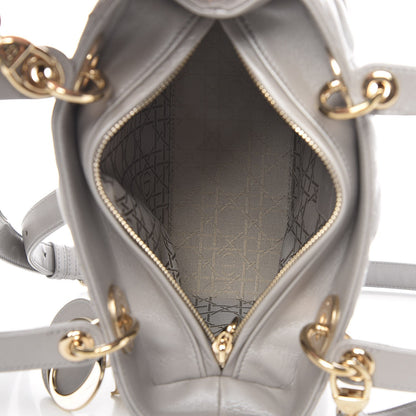 Christian Dior Pearly Lambskin Cannage Medium Lady Dior Grey 6 of 11