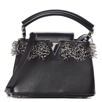 Louis Vuitton Smooth Calfskin Crystal Capucines Mini Black 1 of 8