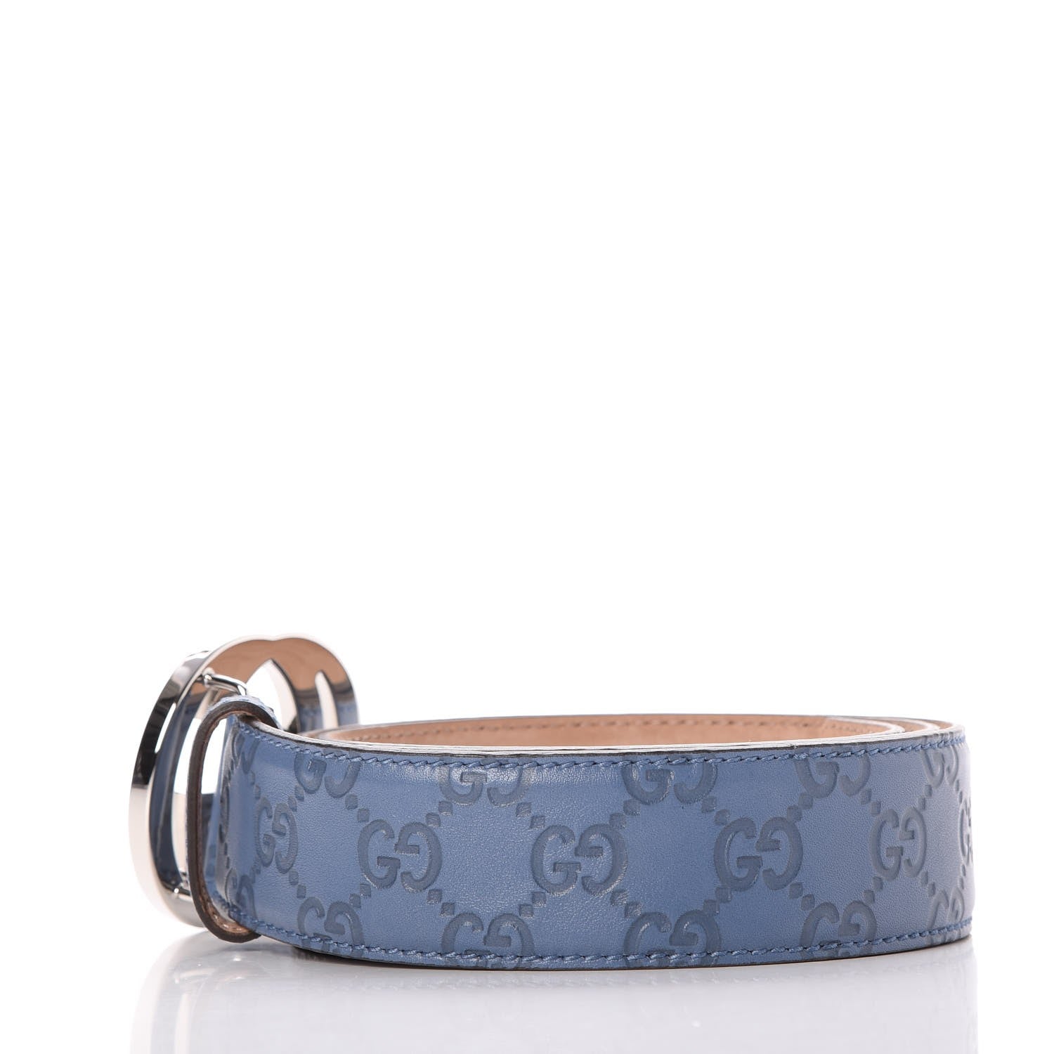 Gucci Guccissima Interlocking G Belt 95 38 Light Blue 3 of 7
